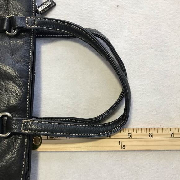 Fossil black leather mini tote bag 75082 casual everyday purse - Picture 8 of 16